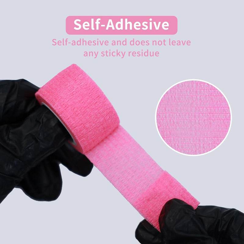 INKin Pink Tattoo Grip Tape 1 Inch x 5 Yards 24 Rolls Self-Adhesive Elastic Bandage Wrap, Cohesive PMU Tapes Pen Cover - INKin Tattoo Supply