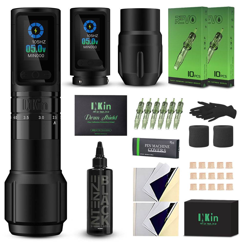 INKin Inferno Adjustable Stoke(Two Grips) Full Set Wireless Tattoo Machine Kit - INKin Tattoo Supply