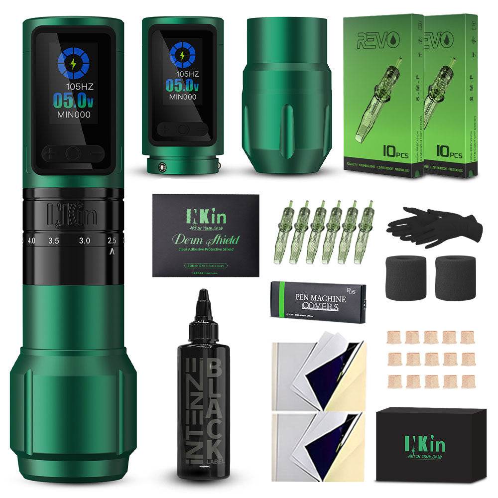 INKin Inferno Adjustable Stoke(Two Grips) Full Set Wireless Tattoo Machine Kit - INKin Tattoo Supply