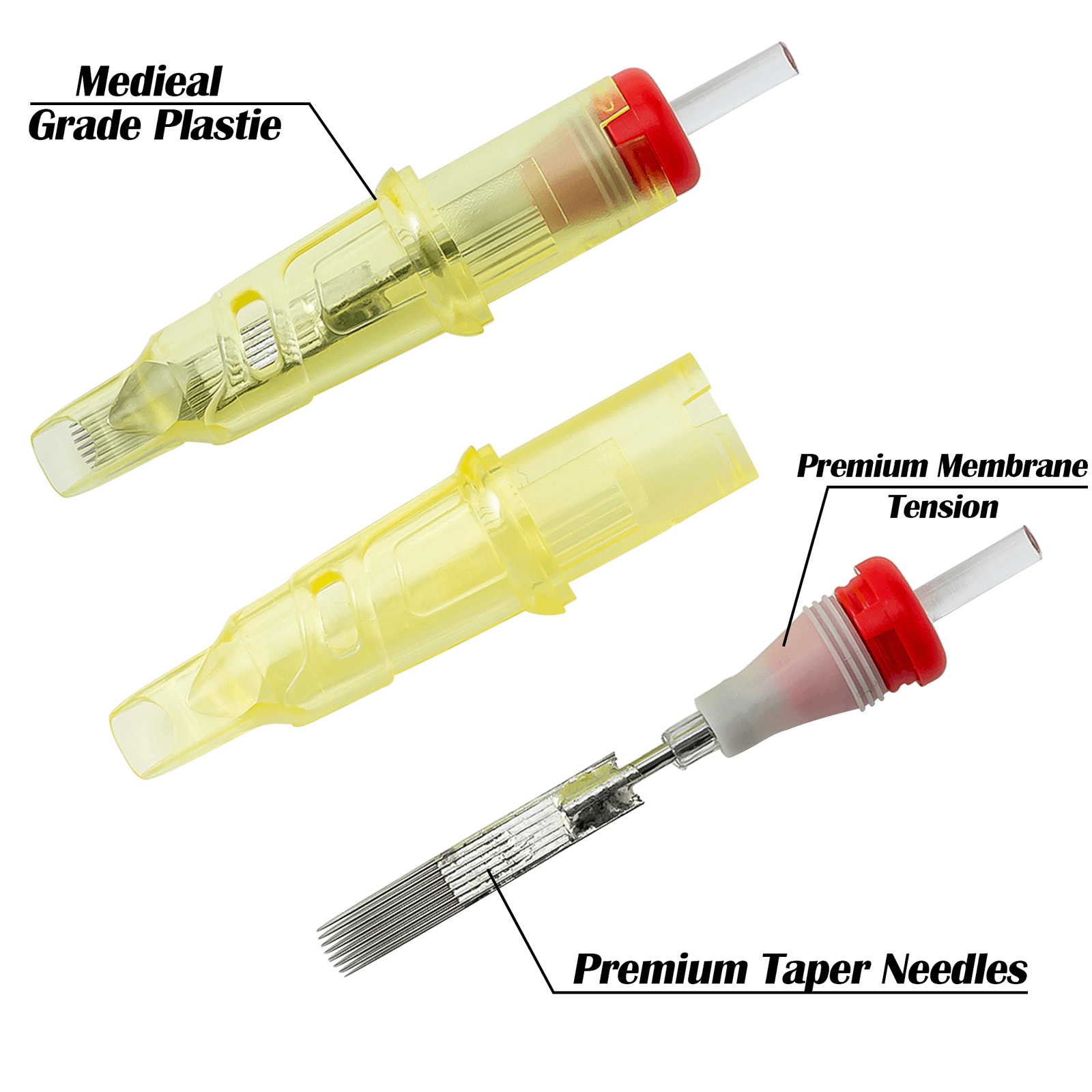 INKin Tattoo Needle Cartridges with Safety Membrane #12 Standard #10 Bugpin RM M1 (MLKBRO 20Pcs) - INKin Tattoo Supply