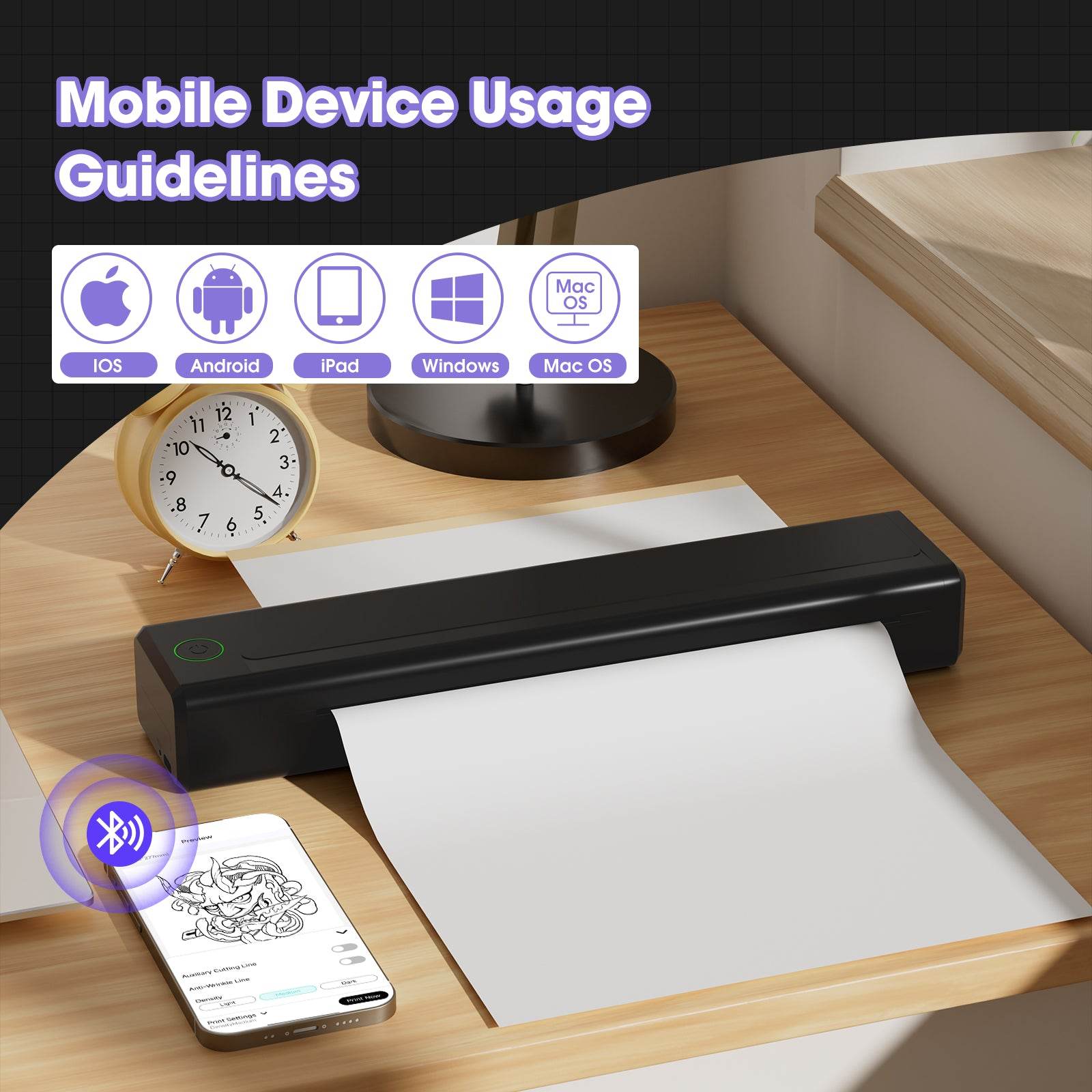 Portable Bluetooth Tattoo Stencil Printer with Transfer Paper High Precision, Wireless, Fast and Versatile for Tattooing - INKin Tattoo Supply
