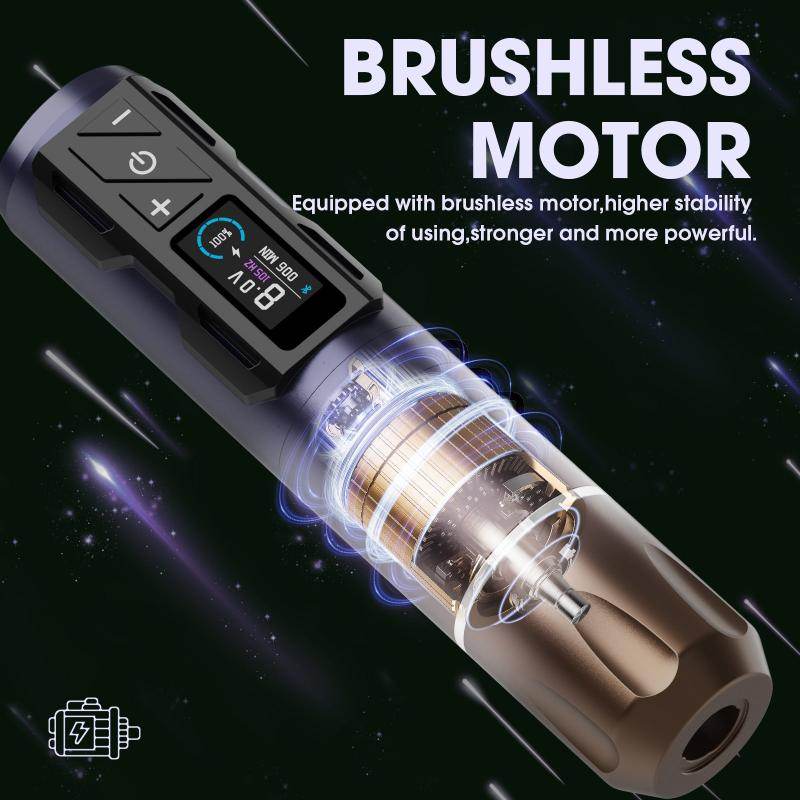 CL4 Cordless Tattoo Machine With 2 Wireless Battery Power Supply 1800mAh, 4.0mm Stroke Length OLED Display for Tattoo Artists - INKin Tattoo Supply