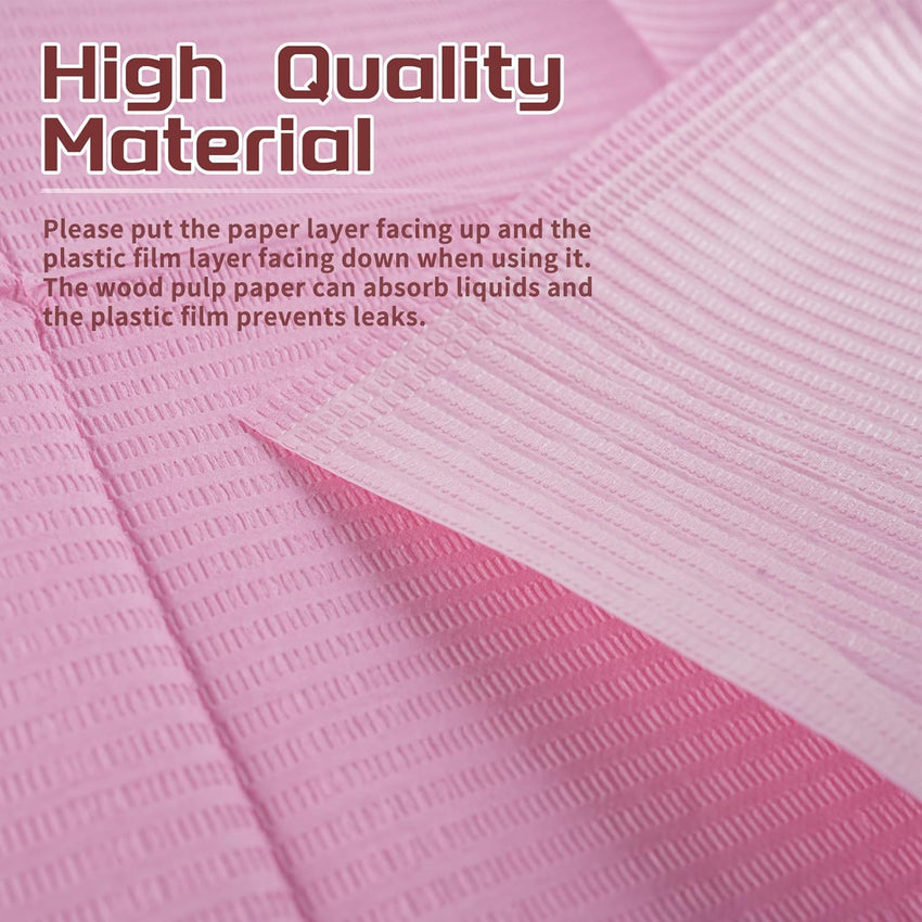 INKin Pink Waterproof Disposable Dental Bibs (125 Pack ) - INKin Tattoo Supply