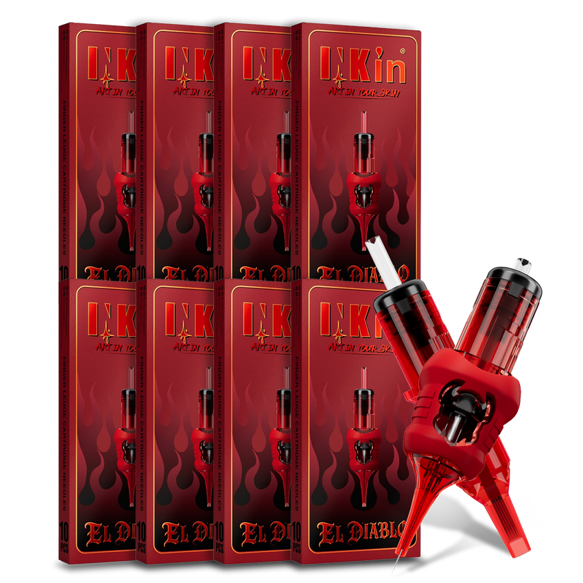 INKin El Diablo Finger Ledge Tattoo Cartridges Needles (50pcs Assorted RL RS M1C)