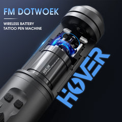 INKin Hover FM Dotwork Tattoo Gun Wireless Pen Machine with 1800mAh Battery Power LED Display for Artists and Beginners