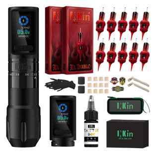 INKin Inferno Adjustable Stoke Full Beginner Set Wireless Tattoo Machine Kit -- EU Warehouse - INKin Tattoo Supply