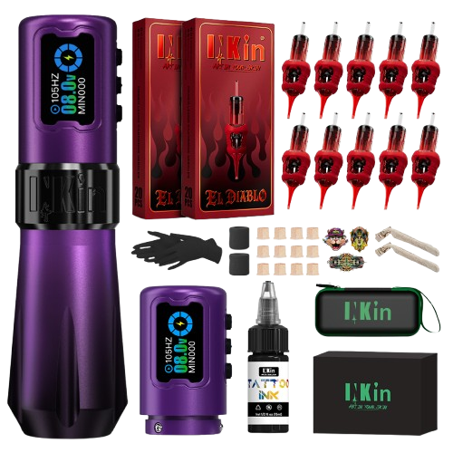 INKin Rampage 4.5/4.0mm Stroke Direct Drive Full Set Wireless Tattoo Machine Kit -- EU Warehouse