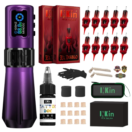 INKin Rampage 4.5/4.0mm Stroke Direct Drive Full Set Wireless Tattoo Machine Kit -- EU Warehouse
