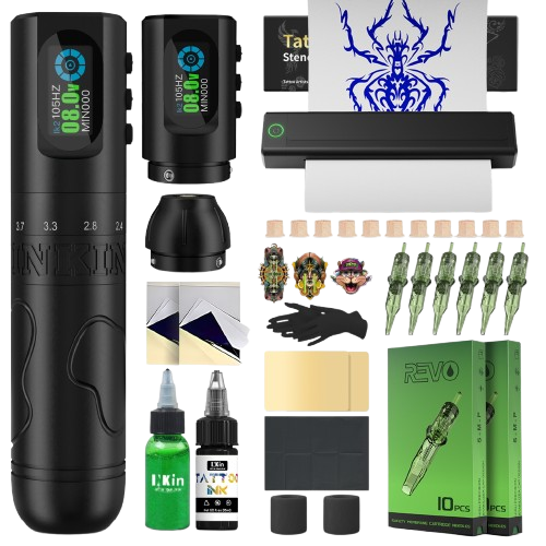 INKin Inkflexo Tattoo Machine Kit 2.0mm - 4.2mm Adjustable Stroke, Tattoo Gun Kit with Tattoo Stencil Printer - INKin Tattoo Supply