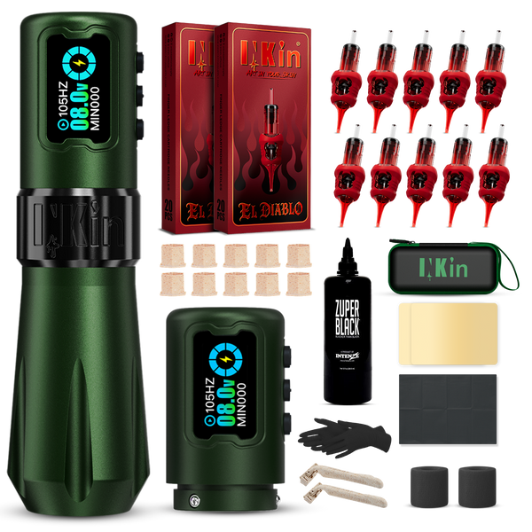 Kit completo inalámbrico de máquina de tatuaje INKin Rampage Direct Drive con carrera de 4.5/4.0 mm