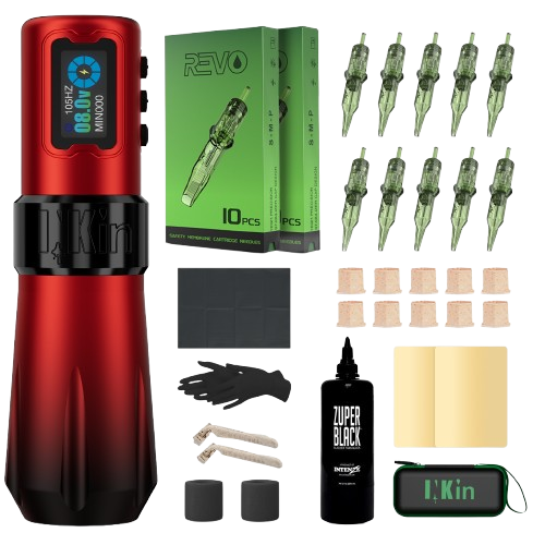 INKin Rampage 5.0mm Stroke Wireless Tattoo Machine Kit with Ink & Cartridges – Professional Complete Tattoo Set