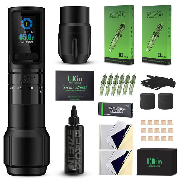 INKin Inferno Adjustable Stoke(Two Grips) Full Set Wireless Tattoo Machine Kit