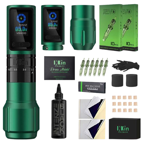 INKin Inferno Adjustable Stoke(Two Grips) Full Set Wireless Tattoo Machine Kit