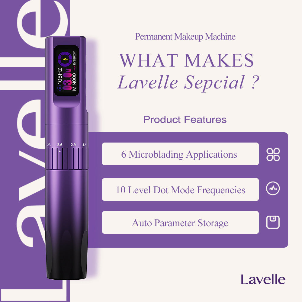 INKin professional microblading machine with adjustable strokes and 6 application modes.