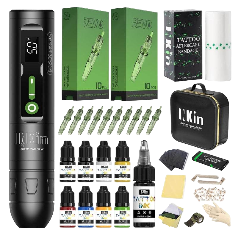 INKin CL2 Max Full Set Brushless Motor Wireless Tattoo Machine Kit(3400mAh Battery)