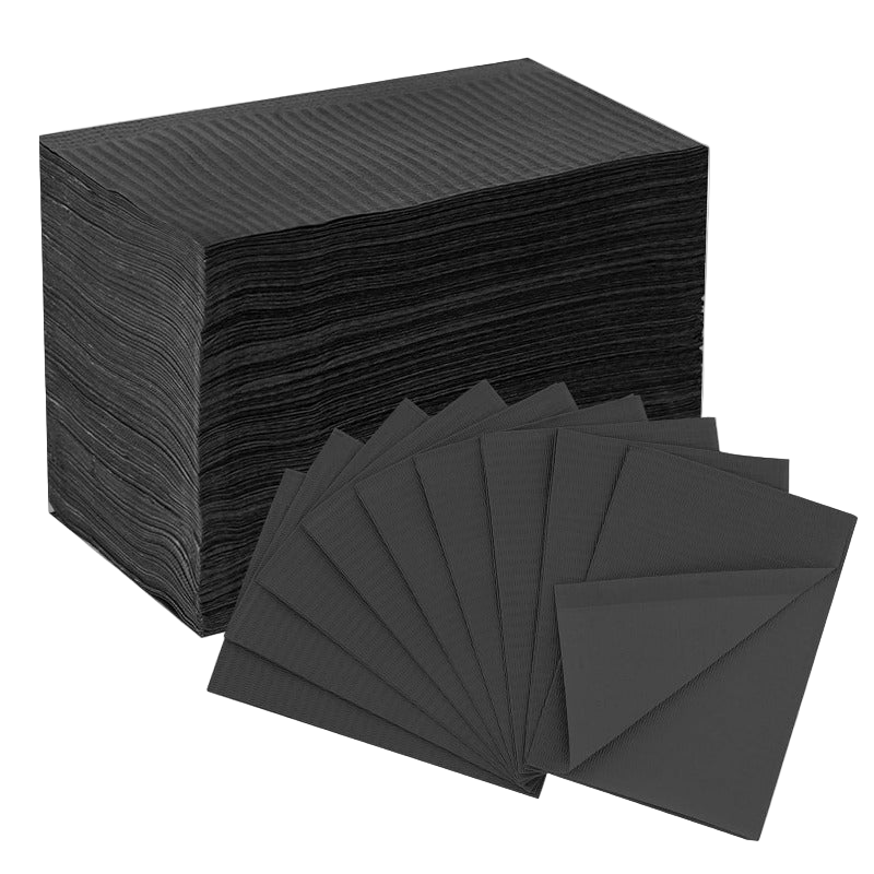 INKin Black Waterproof Disposable Dental Bibs (125 Pack )