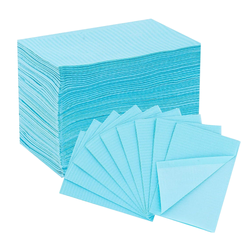 INKin Blue Waterproof Disposable Dental Bibs (125 Pack )