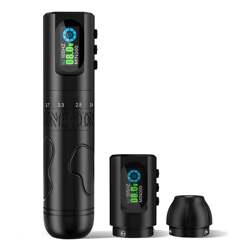 Inkflexo Adjustable Stroke Wireless Tattoo Machine 2.0mm - 4.2mm with 2 Battery Power Supply and 9 Frequency Dot work Modes - INKin Tattoo Supply