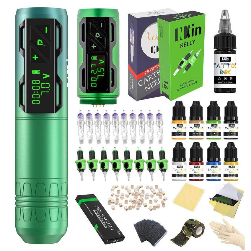 INKin CL2 4.0mm Stroke Wireless Full Set Tattoo Machine Kit Bundle (2 Batteries) - INKin Tattoo Supply