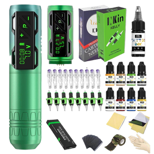 INKin CL2 4.0mm Stroke Wireless Full Set Tattoo Machine Kit Bundle (2 Batteries)
