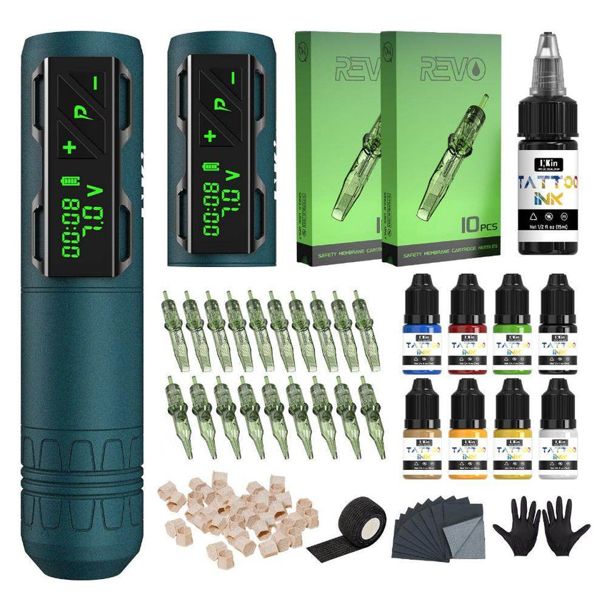 INKin CL2 Wireless Tattoo Machine Kit with 2 Batteries(Special Xmas Green) - INKin Tattoo Supply