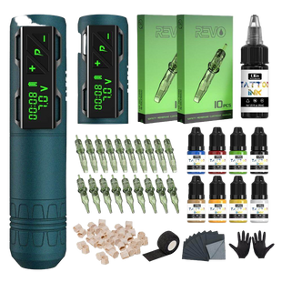 INKin CL2 Wireless Tattoo Machine Kit with 2 Batteries(Special Xmas Green)