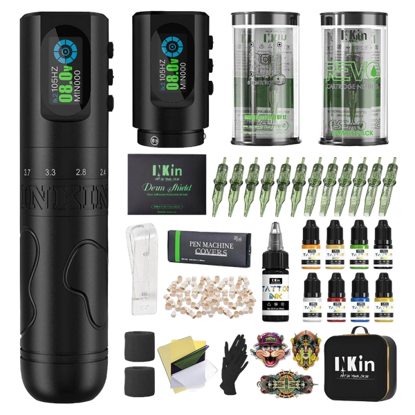 INKin タトゥーマシンキット 2.0mm - 4.2mm 調節可能ストローク長、Inkflexo タトゥーガンキット 完全装備 タトゥーアーティスト向け