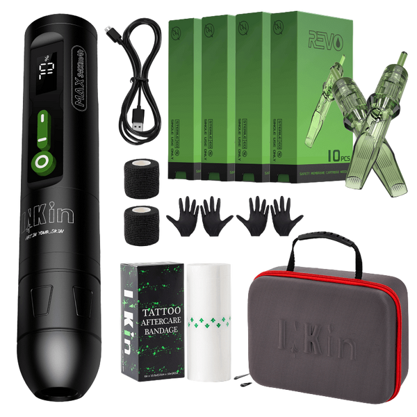 INKin CL2 Max Full Set Brushless Motor Wireless Tattoo Machine Kit(3400mAh Battery)