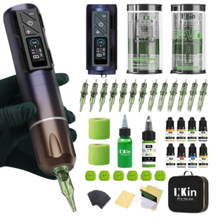 INKin CL4 Professional Full Set Wireless Tattoo Machine Kit