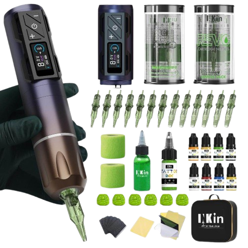 INKin CL4 Professional Full Set Wireless Tattoo Machine Kit