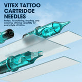 Vitex Professional Tattoo Cartridges - Precision Needles with Safety Membrane & Sterilized Guarantee,